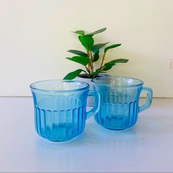 Vintage Blue Glass Mugs